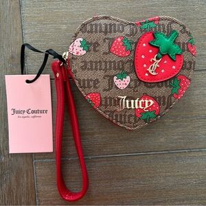 Juicy Couture Heart Shape Wristlet Wallet Strawberry